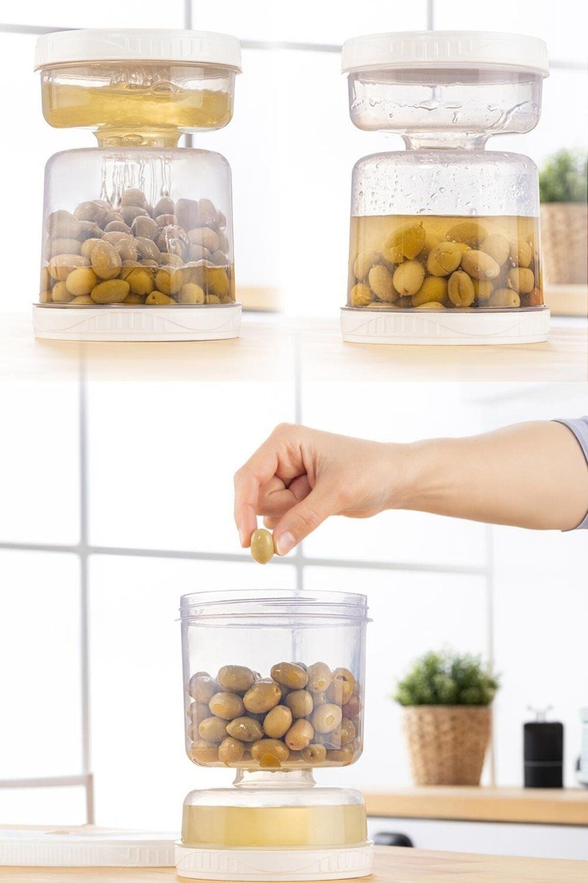 Bol à olives sablier avec passoire