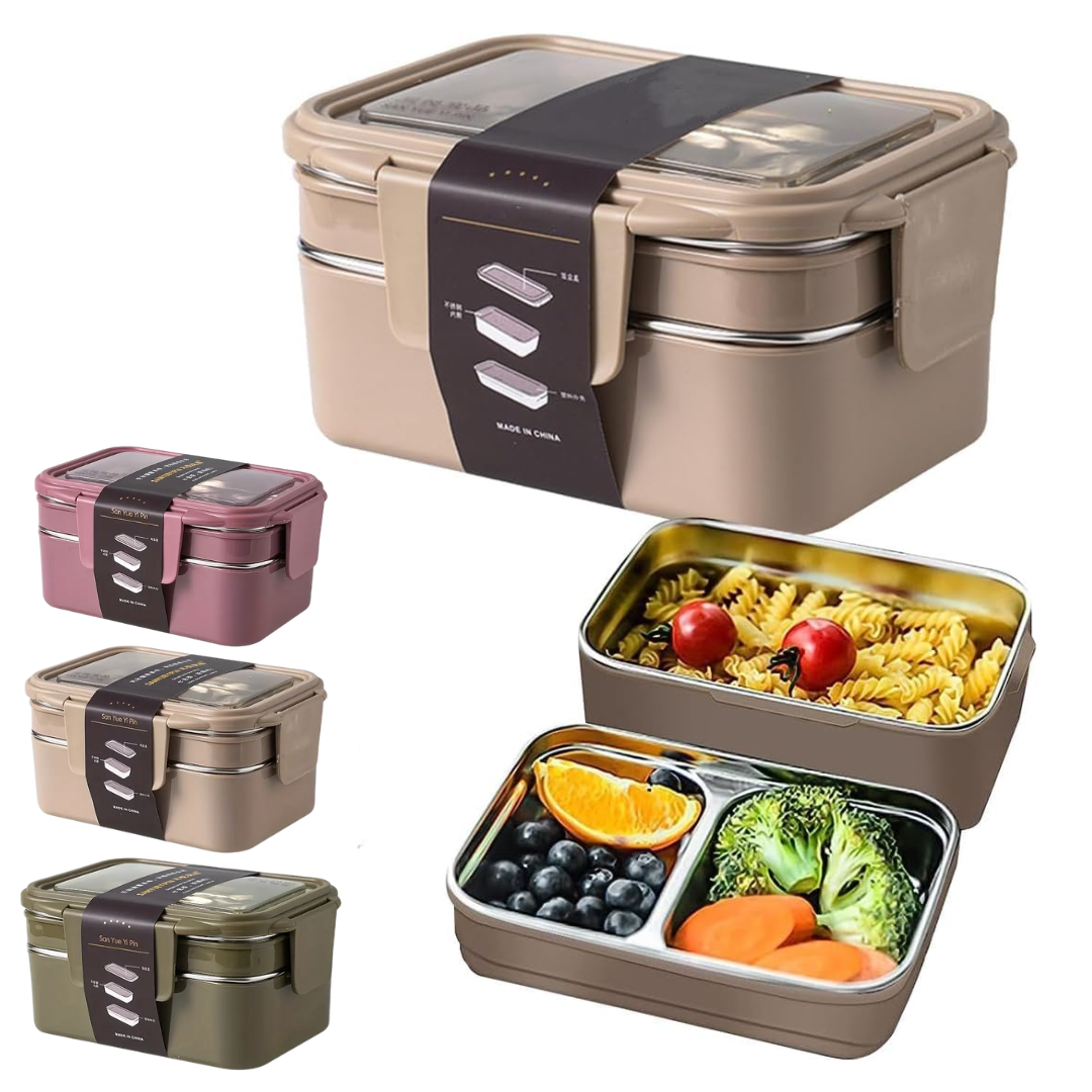 Boîte à Lunch Bento en Acier Inoxydable avec Grilles