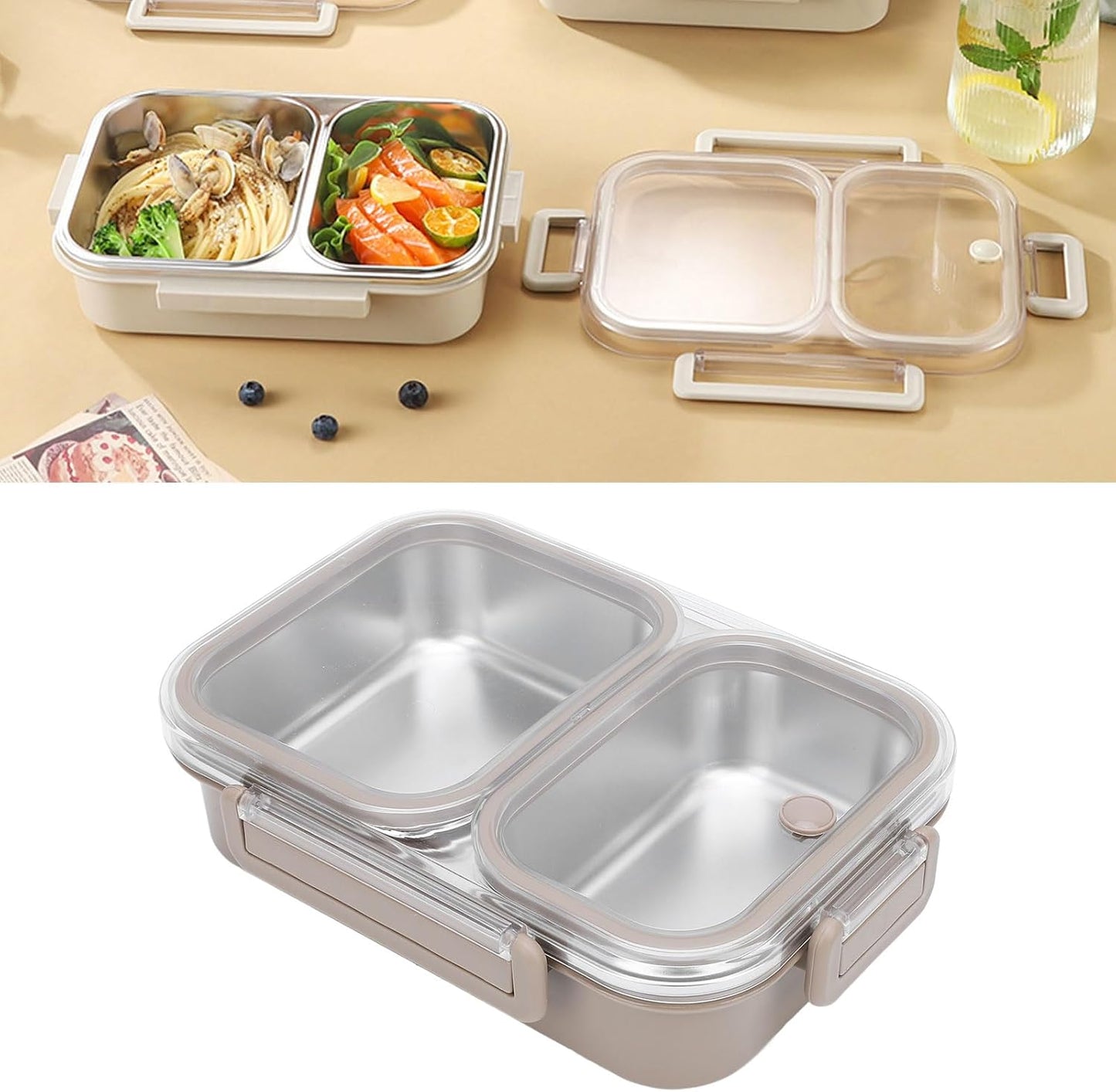 Boîte à Lunch Thermique 1,2 L – 2 Compartiments en Acier Inoxydable