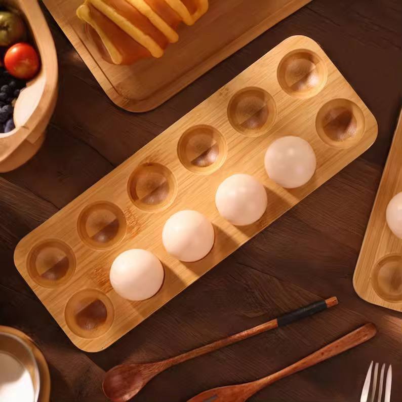 Mini-plateau en bambou pour 8 œufs