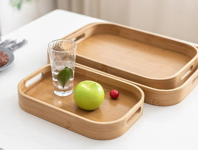 Plateau de Service Rectangulaire en Bois Polyvalent - Mahally.ma