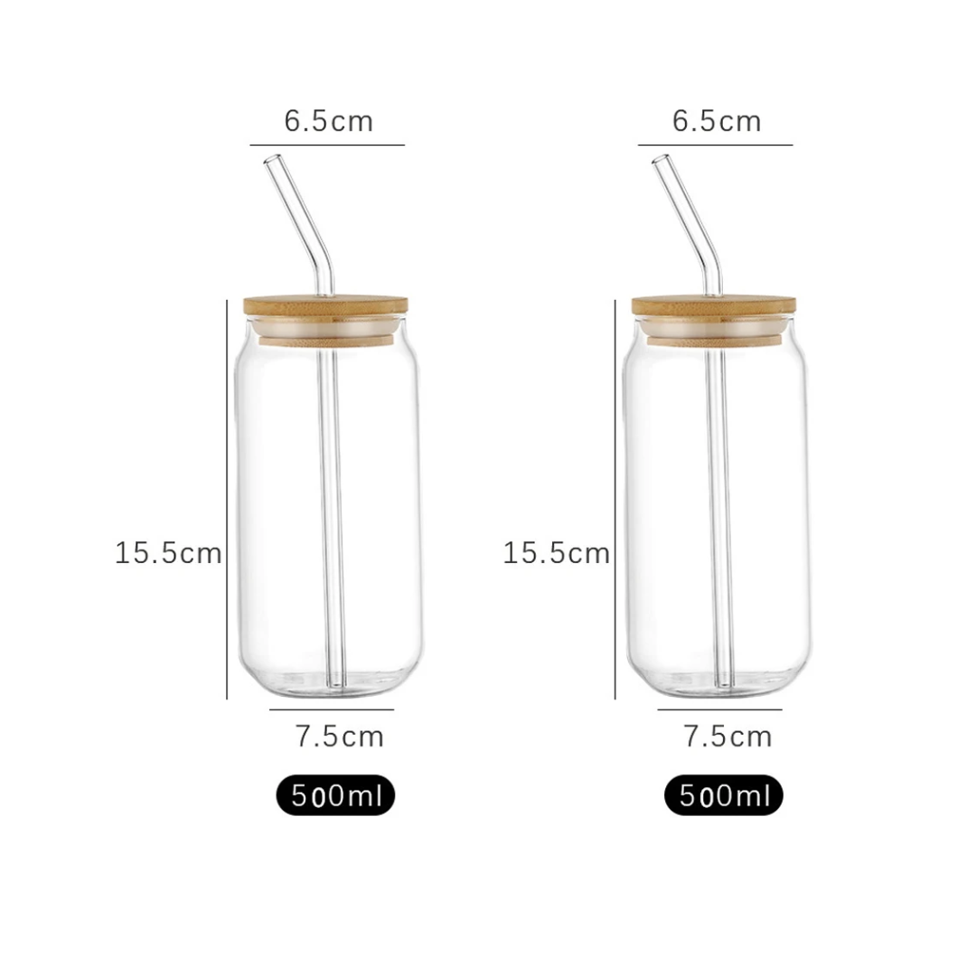 Lot de 2 Tasses en verre avec couvercle et paille
