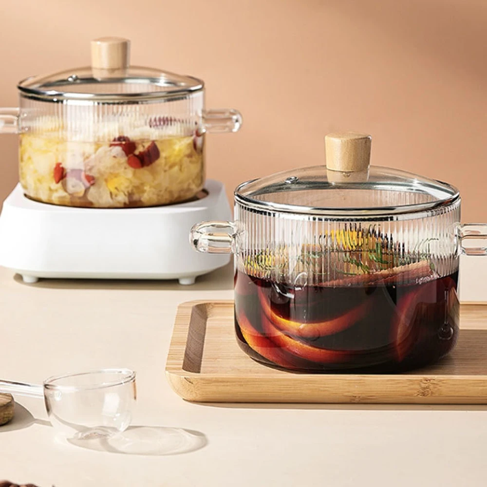 Marmite en verre avec couvercle 1,6 L - Mahally.ma