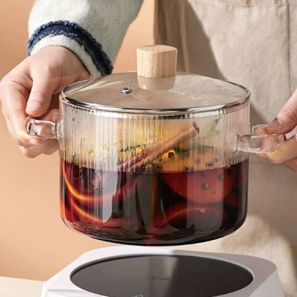 Marmite en verre avec couvercle 1,6 L - Mahally.ma