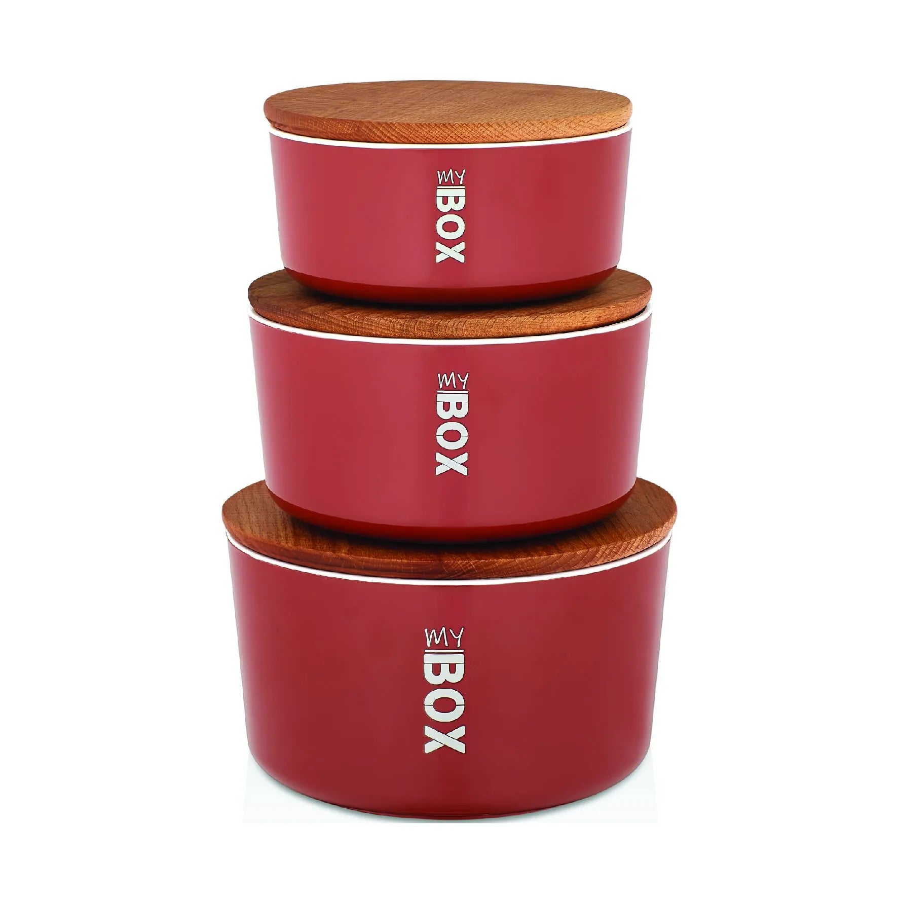 Lot de 3 boîtes de rangement rondes en plastique Rouge - Mahally.ma
