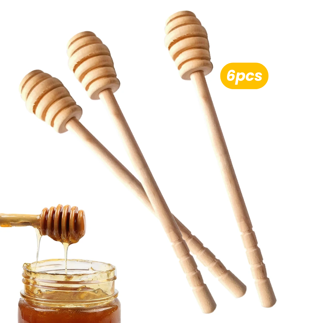 Lot de 6 Bâtonnets à Miel en Bois