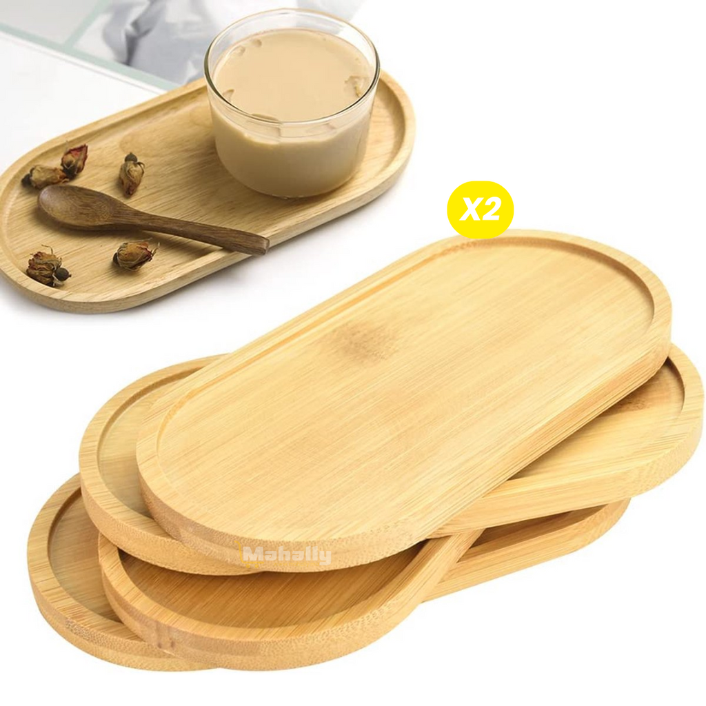 Lot de 2 Plateaux En Bambou 18 cm