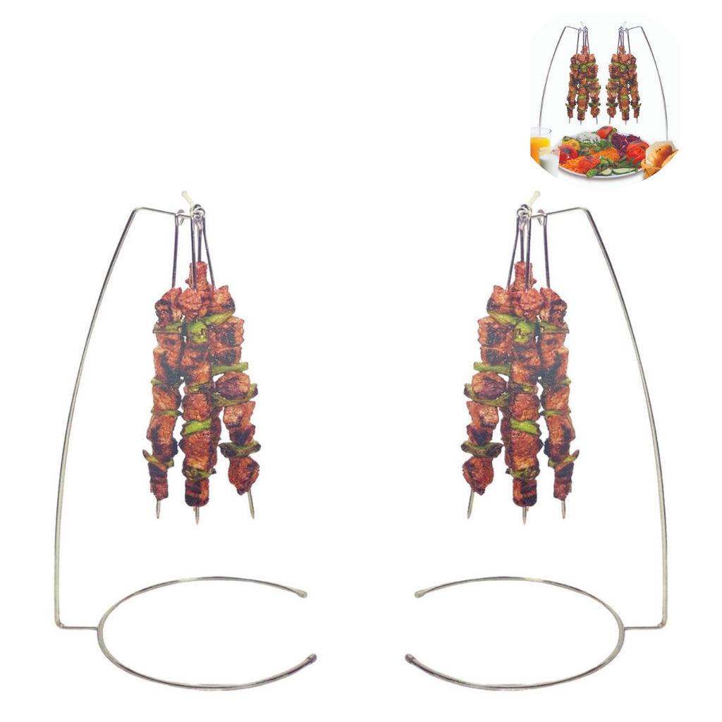 Lot de 2 porte-brochettes barbecue avec 10 Pics à brochettes