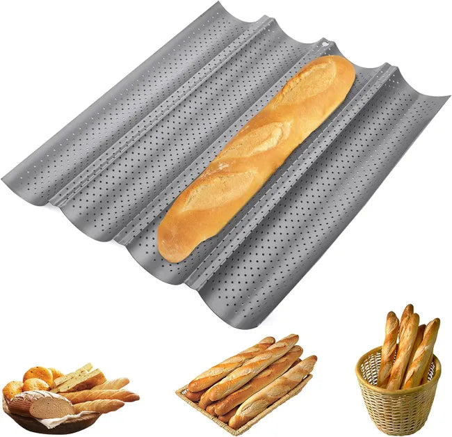 Plaque Moule De Cuisson Perforé 4 Baguettes Pain - Mahally.ma