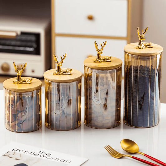 lot de 4 bocaux En Verre Avec Couvercle En Bois