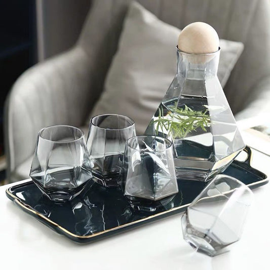 Ensemble de Carafe en Verre avec Couvercle en Bois - 7 Pièces - Mahally.ma