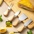 Set de 4 Couteaux à Fromage avec Manche en Bois - Mahally.ma