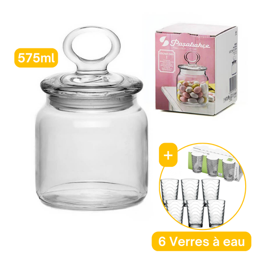 Bocal de cuisine 575 ml + 6 Verres à eau - Mahally.ma