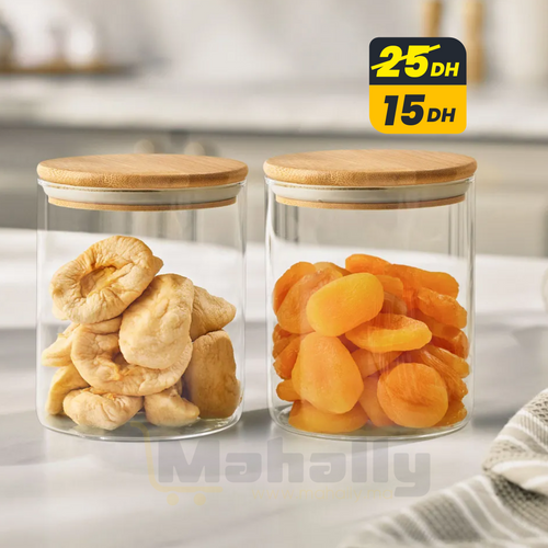 Bocal en verre hermétique 450 ml – Conservation fraîcheur 9x10,5 cm - Mahally.ma