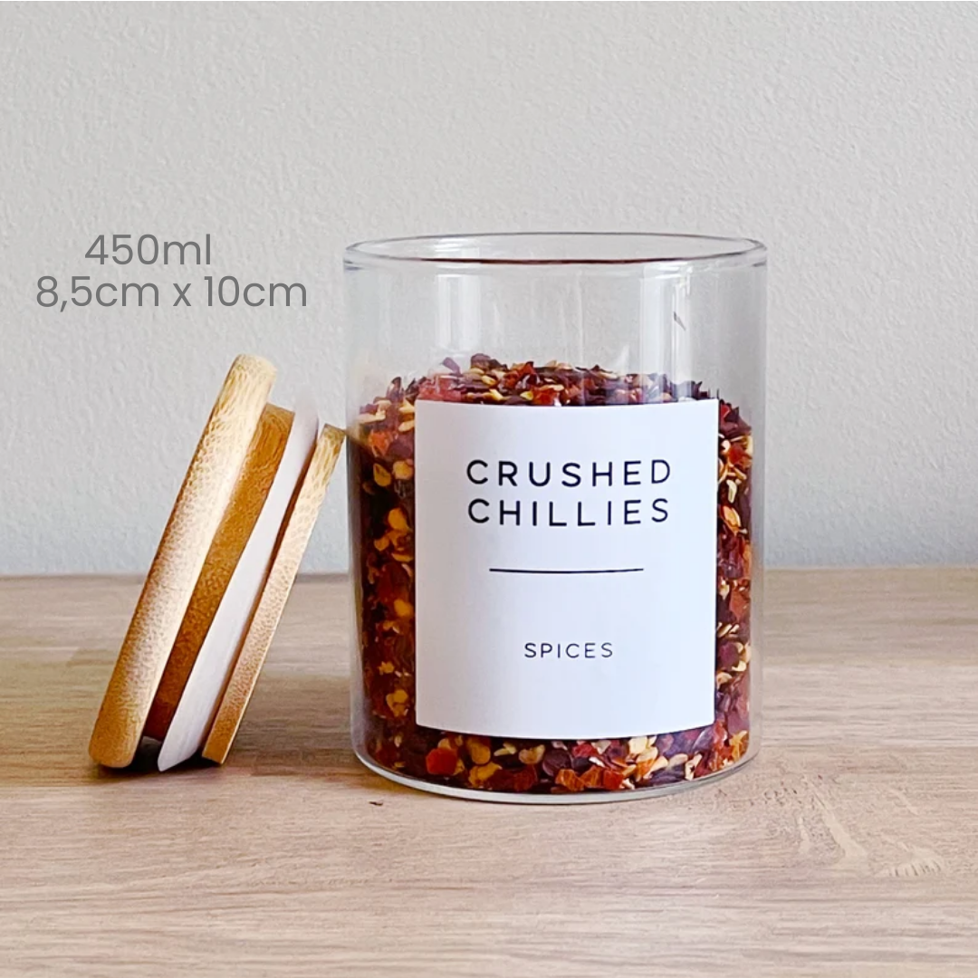 Bocal en verre hermétique 450 ml – Conservation fraîcheur 8.5x10cm