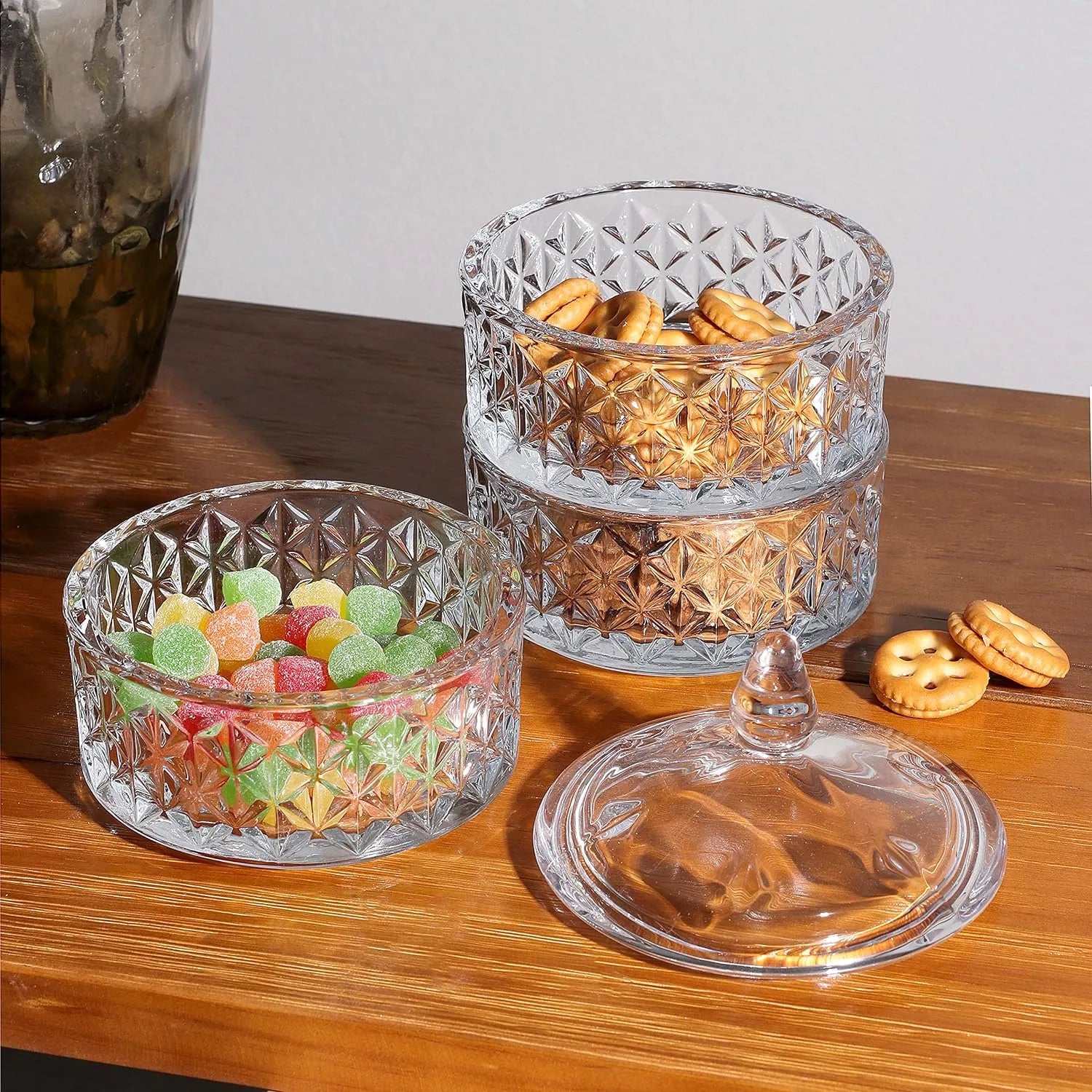 Bol à Bonbons/Bonbons en Verre 3 Niveaux - Mahally.ma