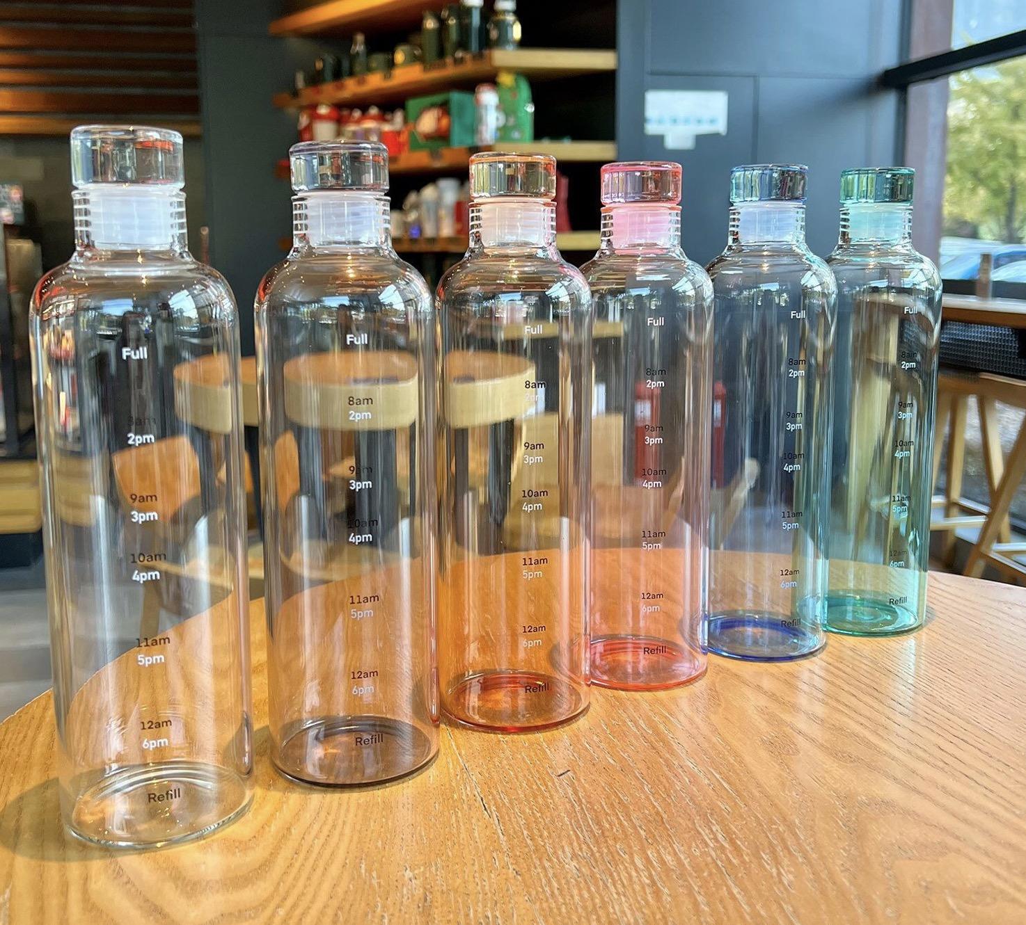 Bouteille d’Eau en Verre Coloré 500 ml avec Minuterie