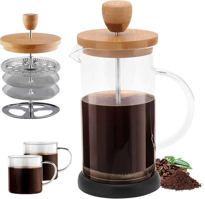 Cafetière à piston résistante à la chaleur avec filtre à café en borosilicate - Mahally.ma