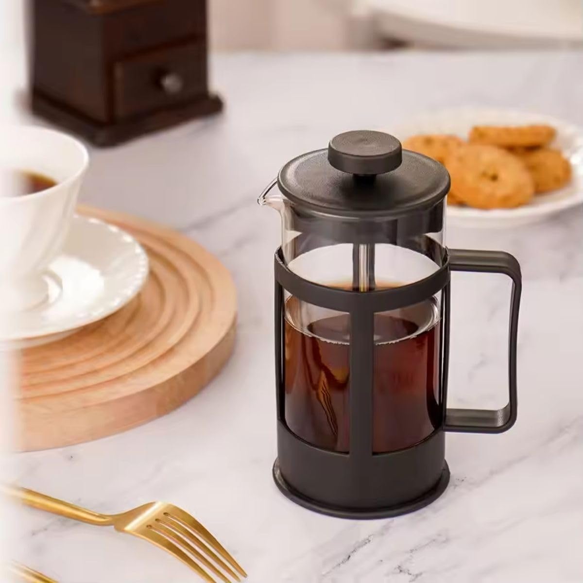 Cafetière à Piston en Verre et Acier Inoxydable - Mahally.ma