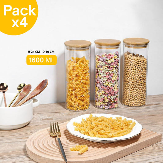 Lot de 4 Bocaux Hermétique avec Couvercle 1600ml