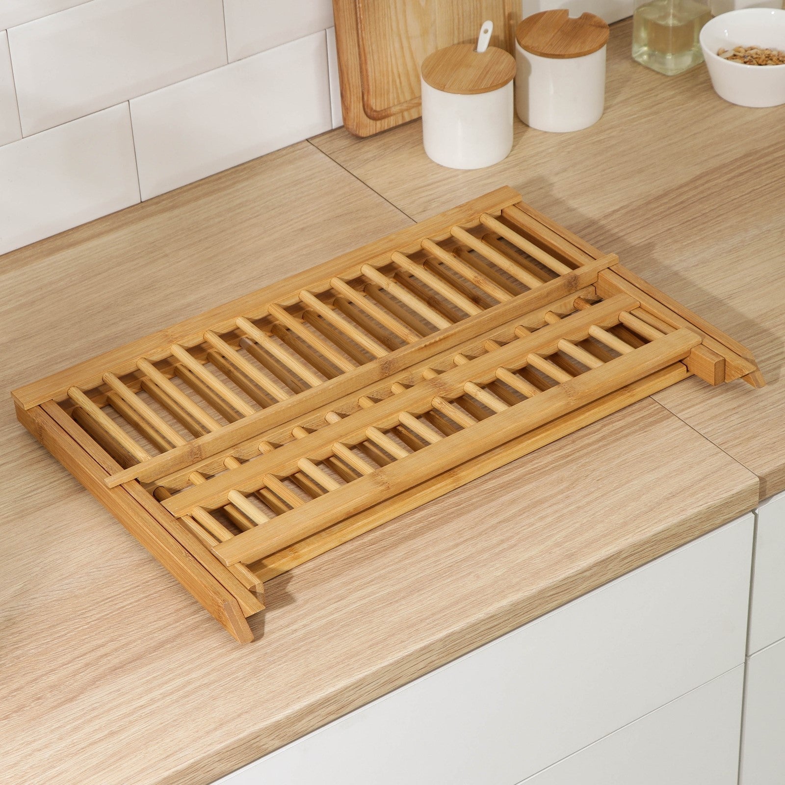 Égouttoir en bambou 2 niveaux