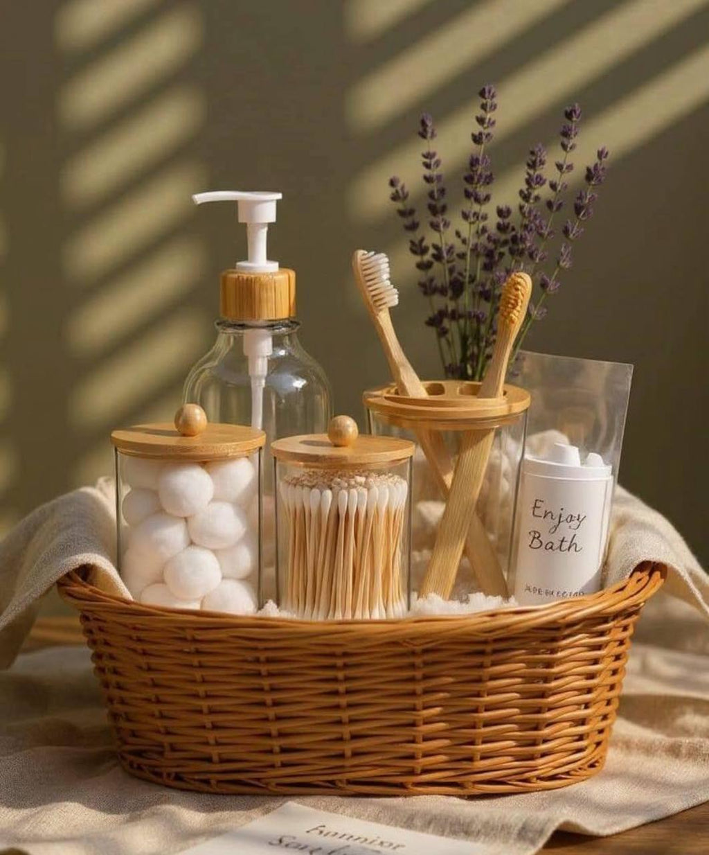 Ensemble Salle de Bain 4 pièces en Bambou – Style Bohème
