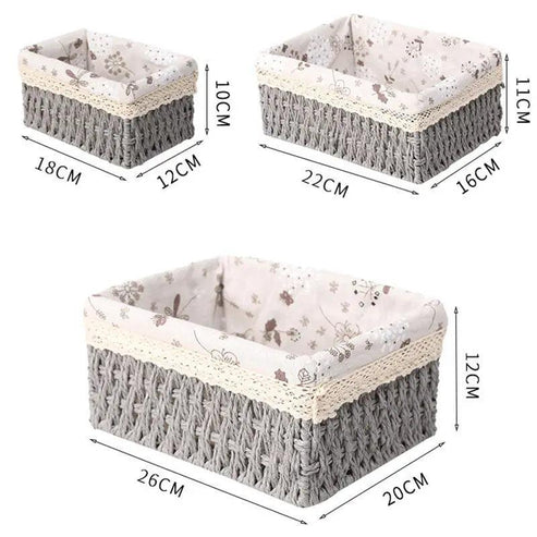 Ensemble de 3 paniers de rangement en rotin - Mahally.ma