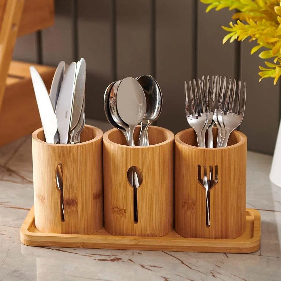 Ensemble de 3 Supports à Cuillères en Bambou