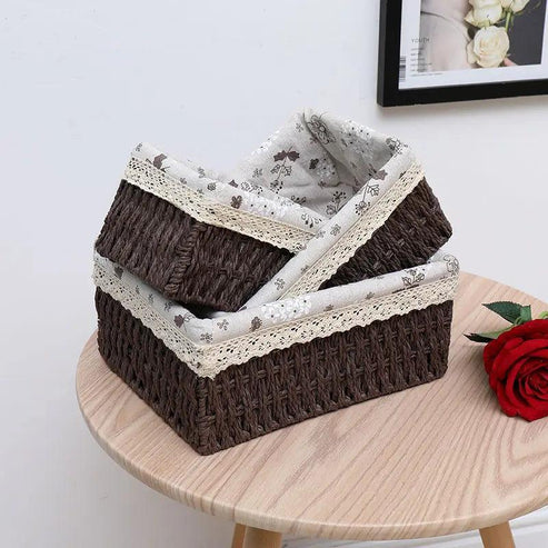 Ensemble de 3 paniers de rangement en rotin - Mahally.ma