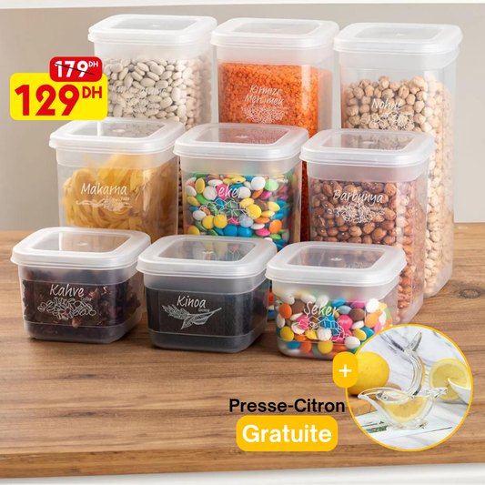 Ensemble de 9 boîtes hermétiques pour la conservation des aliments - Mahally.ma