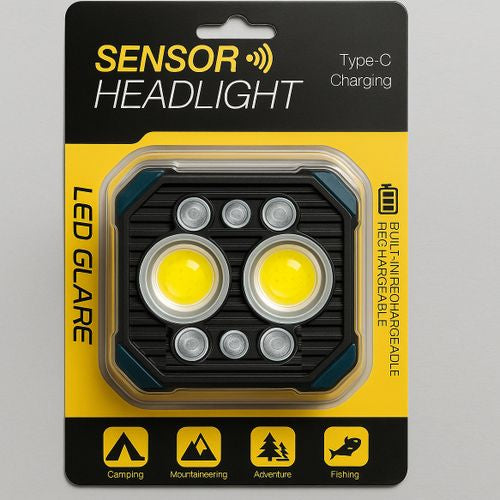 Lampe Frontale LED Haute Puissance – Rechargeable USB-C avec Détecteur de Mouvement