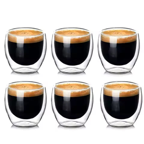 Lot de 6 Verres Double Paroi 80ml - Mahally.ma