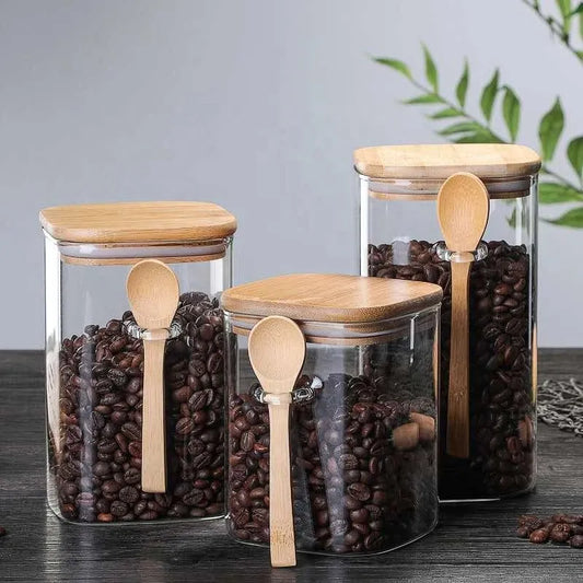 Lot de 3 bocaux en verre avec et cuillère - Mahally.ma