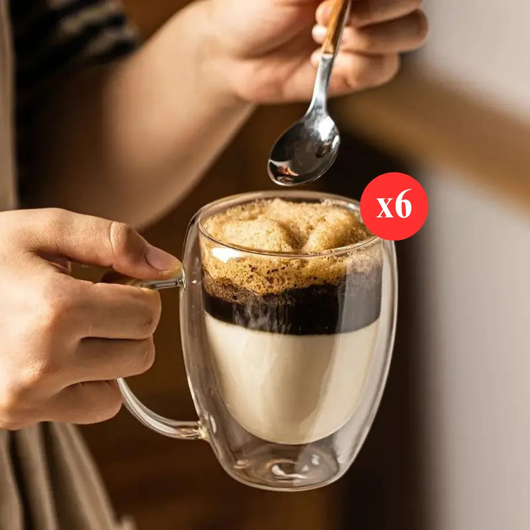Lot de 6 Tasses double Paroi 300ml - Mahally.ma