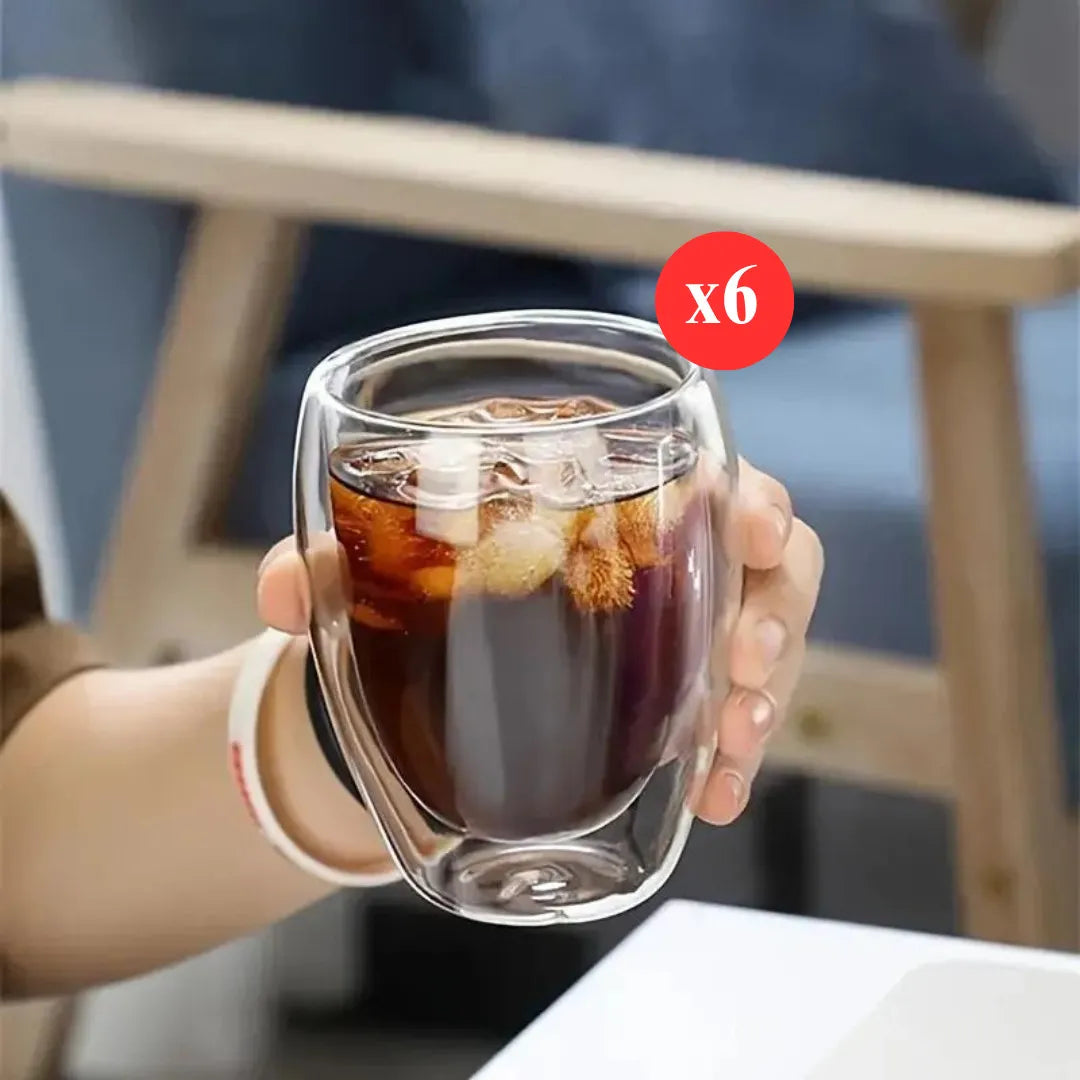 Lot de 6 Tasses double Paroi 300ml - Mahally.ma