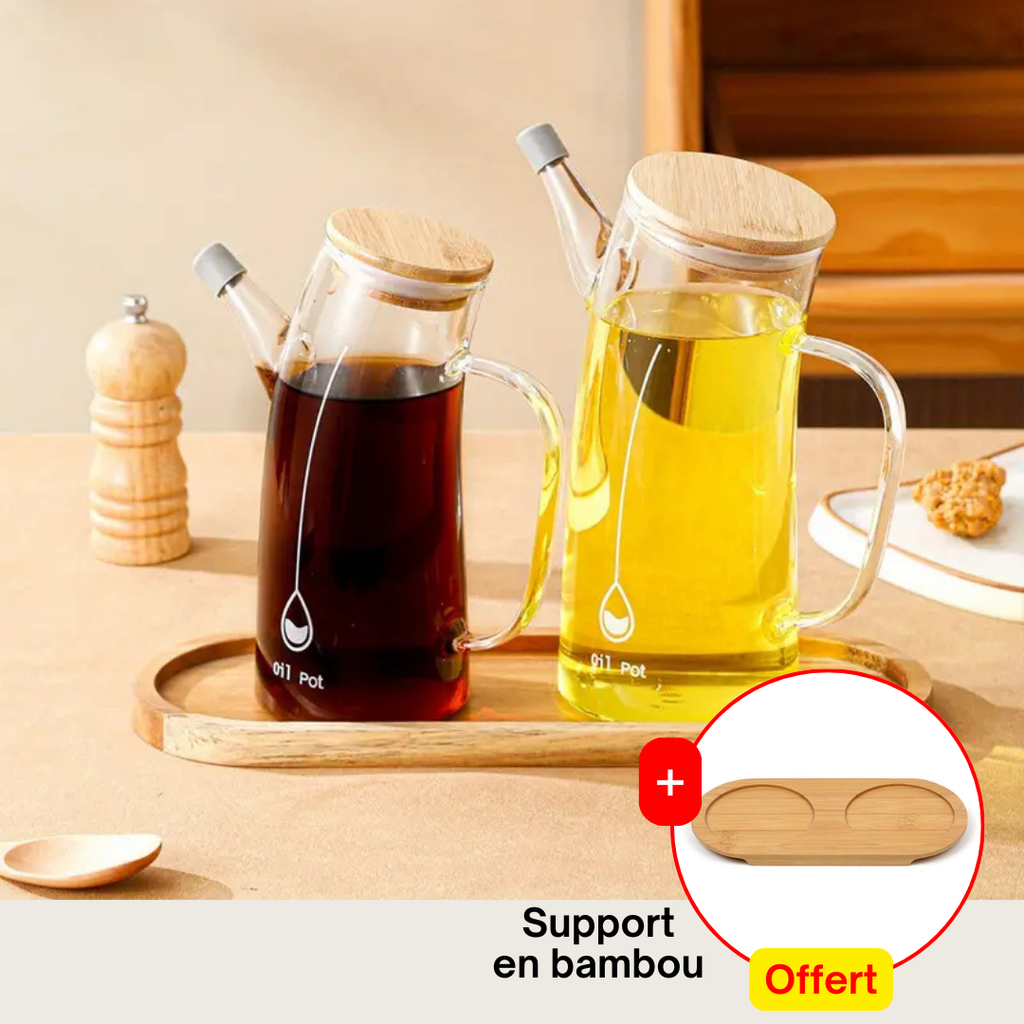 Lot de 2 Bouteilles d’huile d’olive et de vinaigre