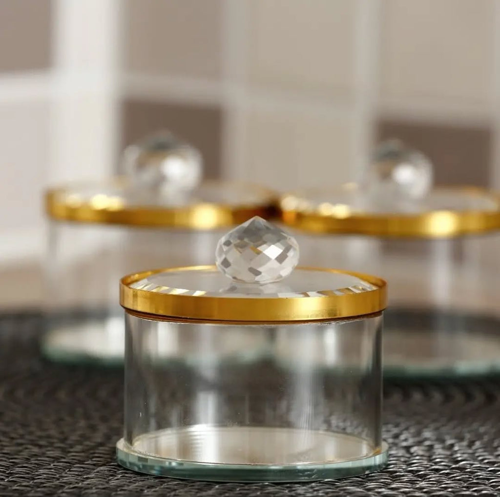 Lot de 4 Boîtes à Bonbons en Cristal avec Détails Dorés - Mahally.ma
