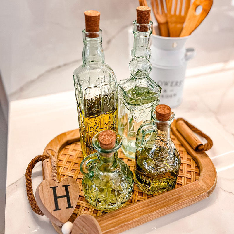 Lot de 4 Bouteilles d’Huile de Cuisson – Verre Durable pour Cuisine - Mahally.ma