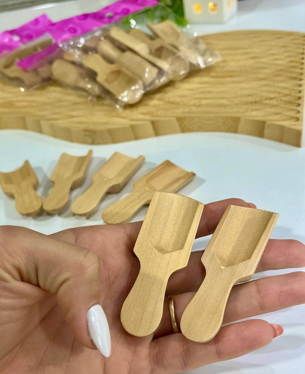 Lot de 6 cuillères en bambou naturel - Mahally.ma