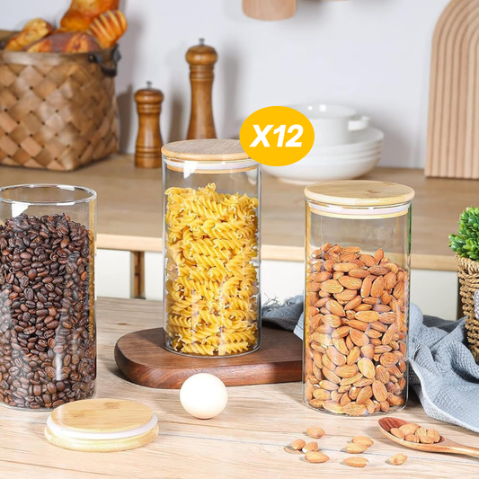 Lot de 12 Bocaux Hermétique avec Couvercle 1000ml
