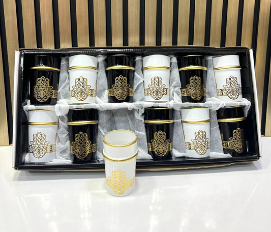 Lot de 12 verres à thé baladi marocains décorés - Mahally.ma