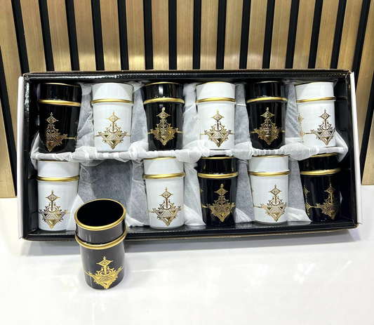 Lot de 12 verres à thé baladi marocains décorés - Mahally.ma