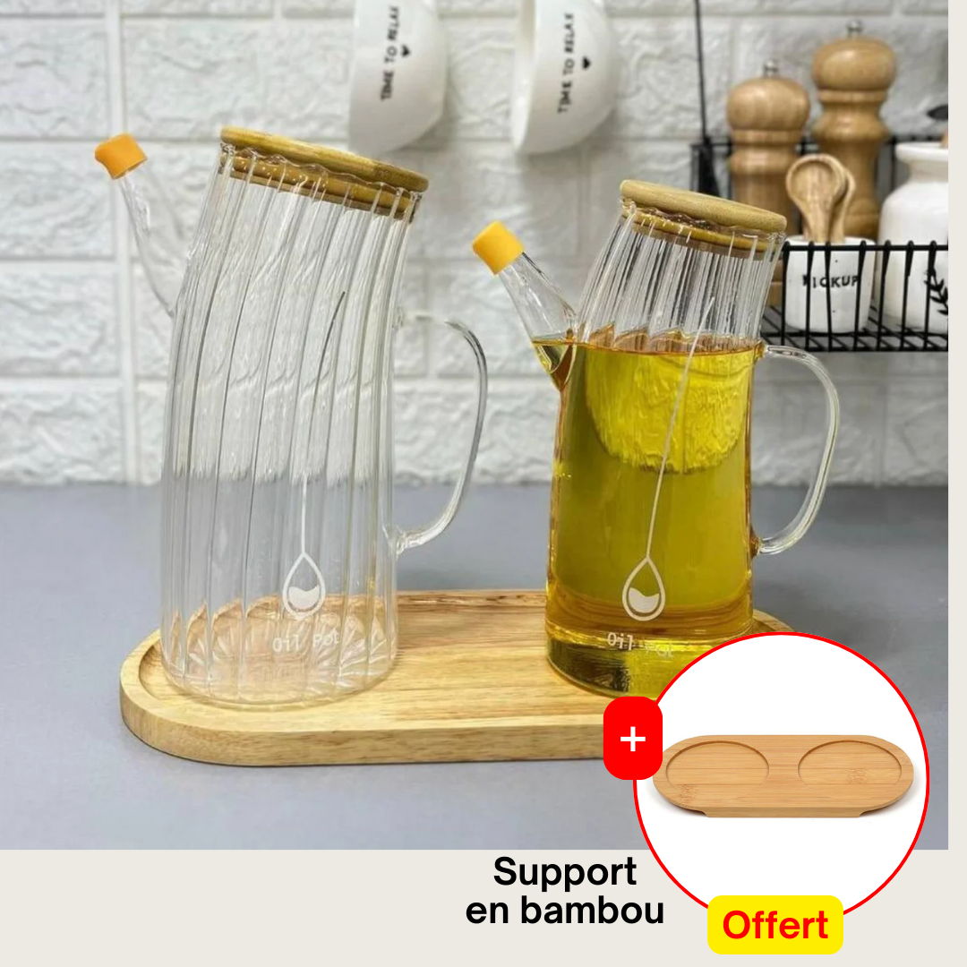 Lot de 2 Bouteilles d’huile d’olive et de vinaigre
