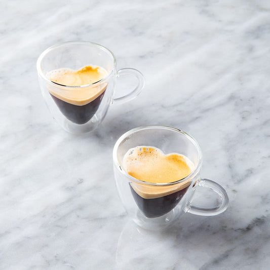 Lot de 2 Tasses Double Paroi en Forme de Cœur – Verres Espresso 80 ml - Mahally.ma