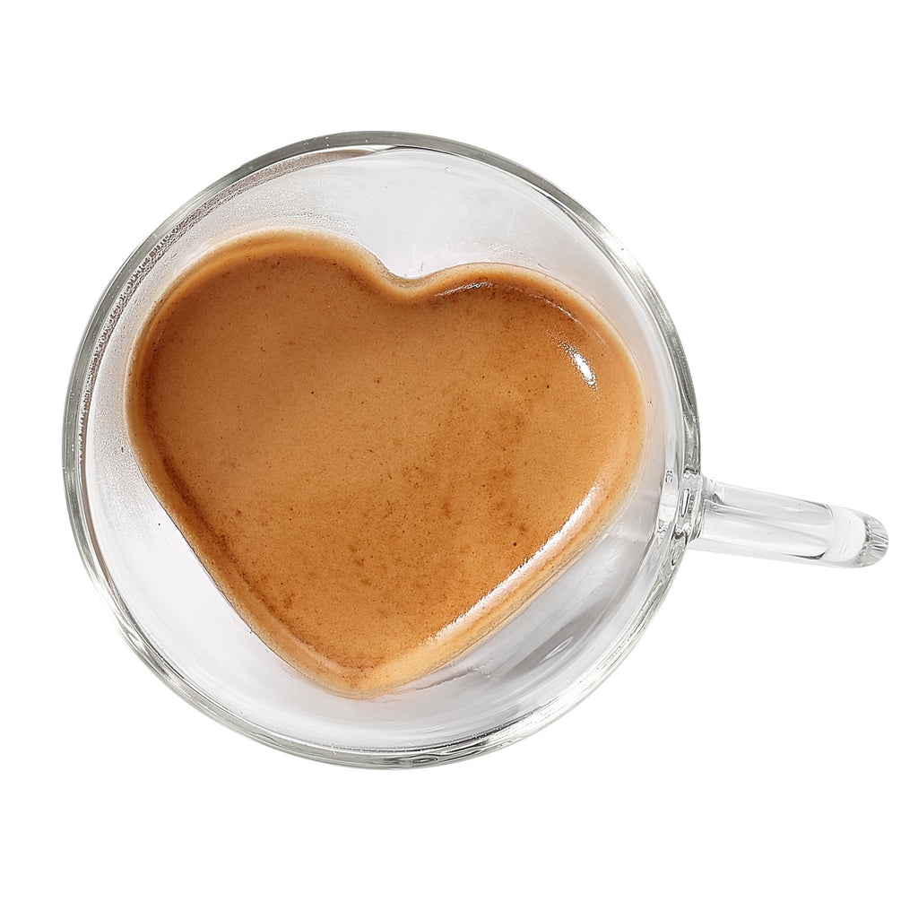 Lot de 2 Tasses Double Paroi en Forme de Cœur – Verres Espresso 80 ml - Mahally.ma