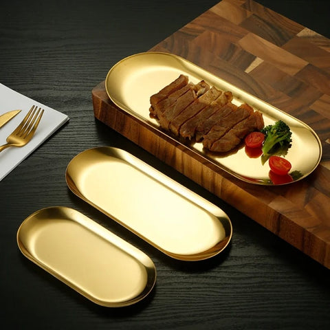 Lot de 3 Plateaux Décoratif Doré pour Évier de Cuisine - Mahally.ma