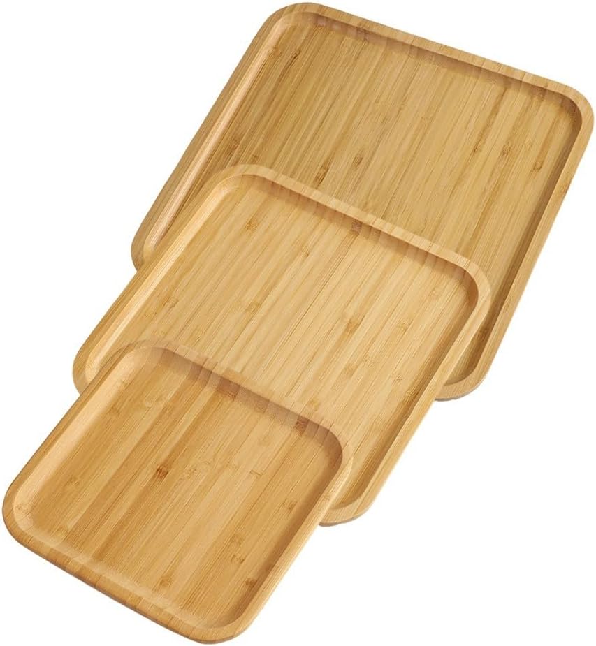 Lot de 3 Plateaux de Service Carrés – 30, 25 et 20 cm