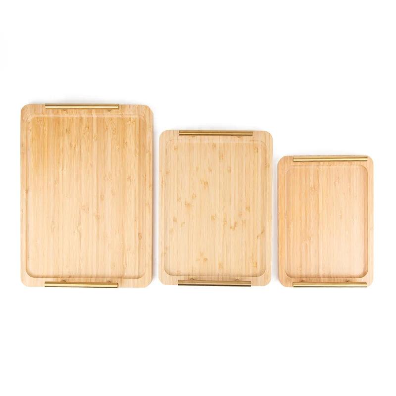 Lot de 3 Plateaux en bambou moderne - Mahally.ma