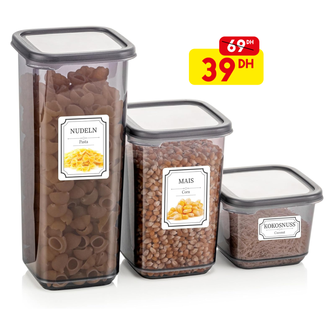 Lot de 3 boîtes de conservation hermétiques avec couvercle - Mahally.ma