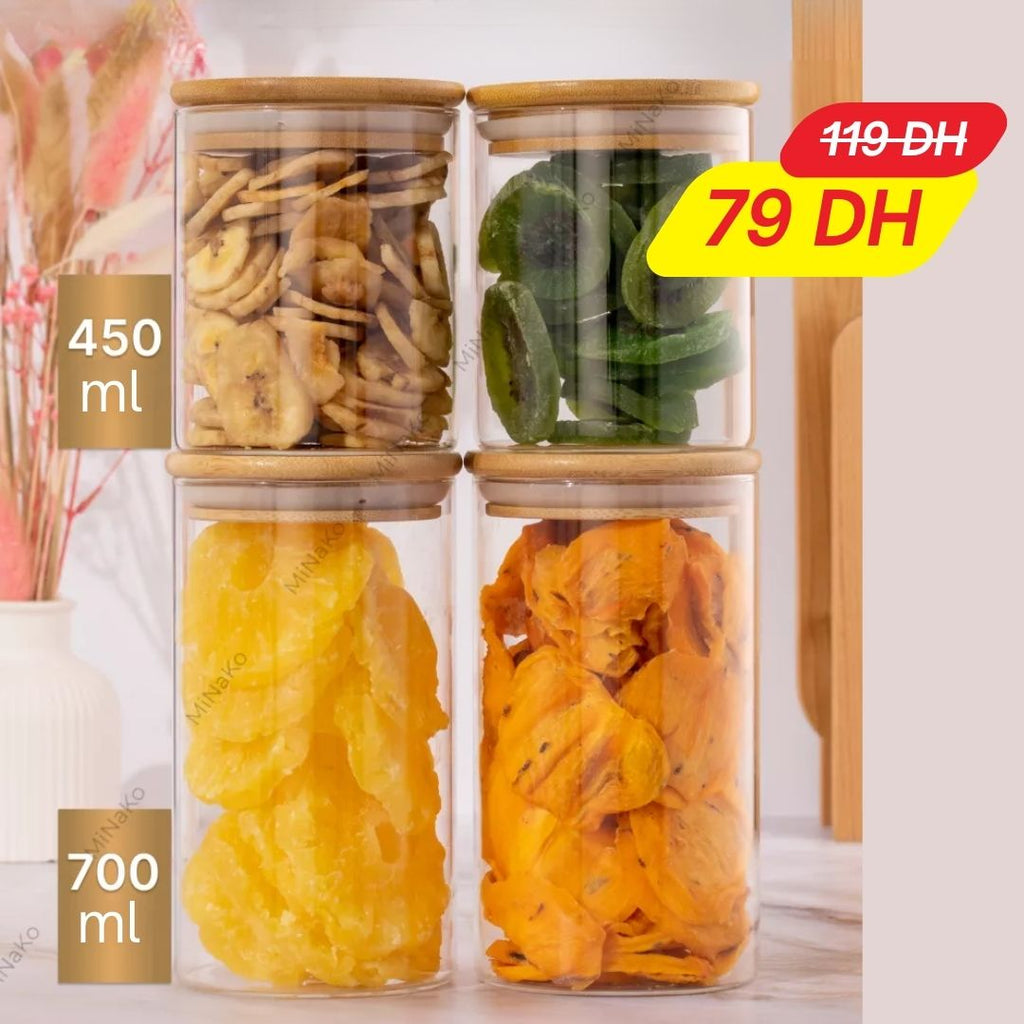 Pack de 4 Bocaux en Verre Hermétiques